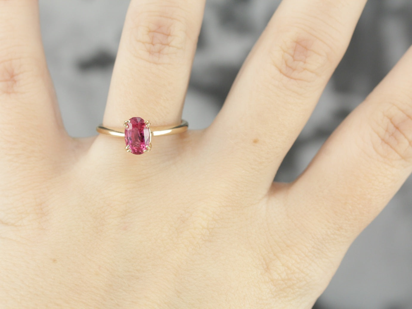 Bright Pink Sapphire Solitaire Ring