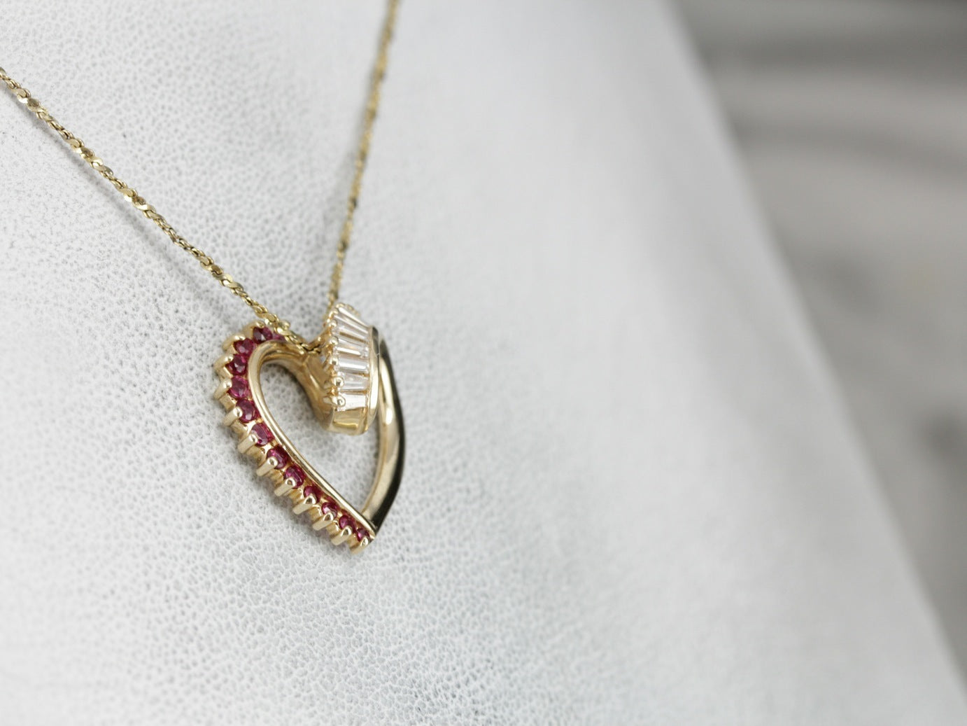 Modern Ruby and Diamond Heart Pendant