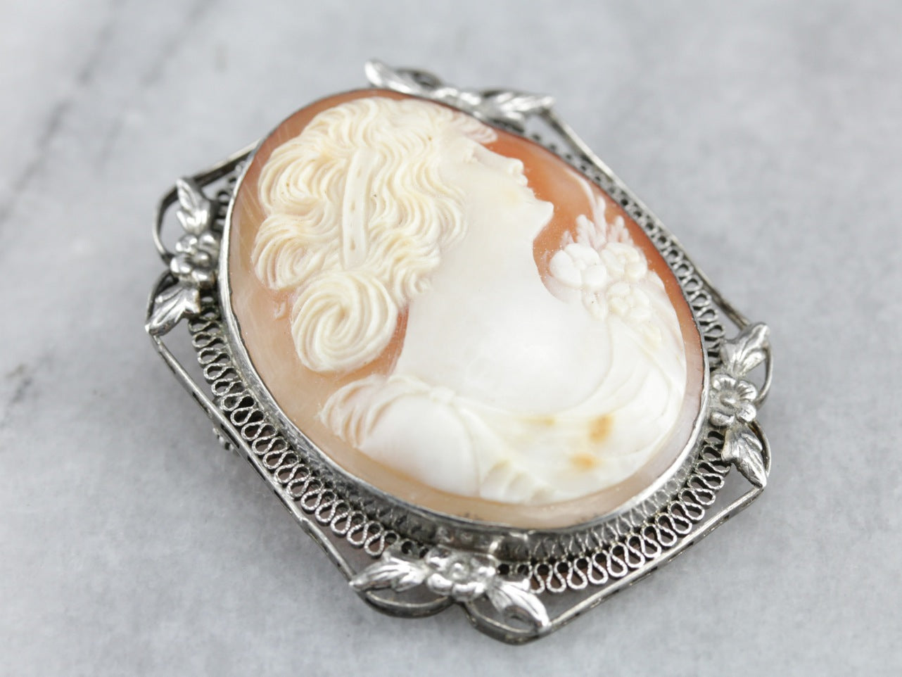 Sterling Silver Cameo Brooch