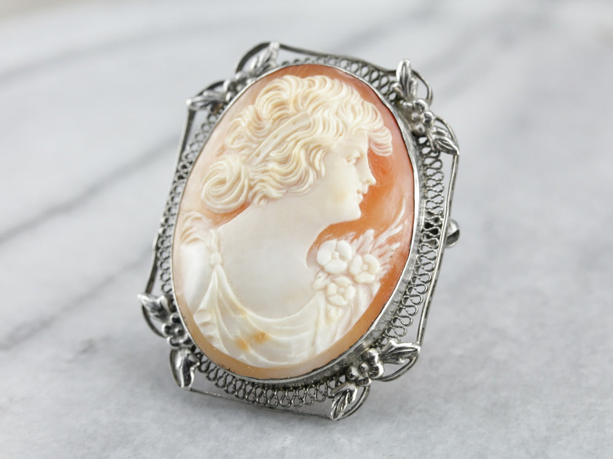 Sterling Silver Cameo Brooch