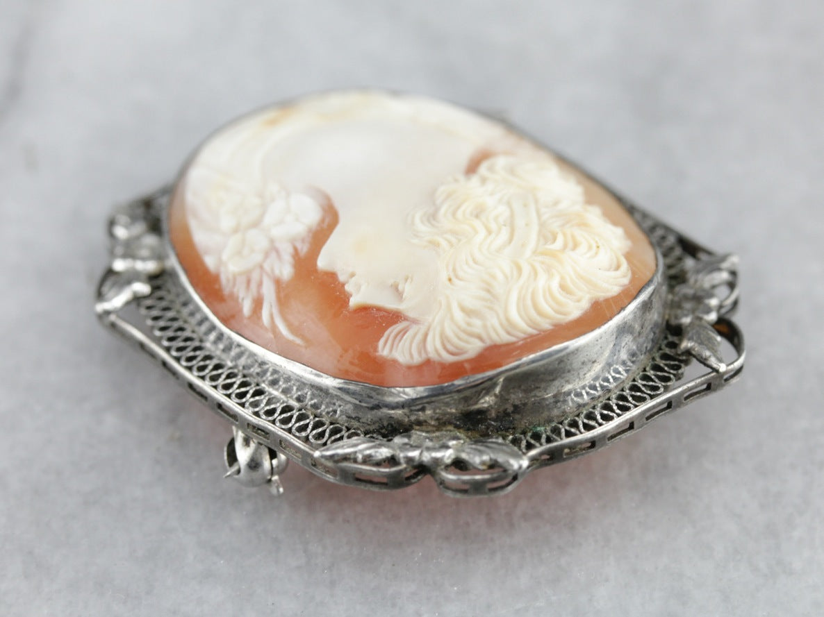 Sterling Silver Cameo Brooch