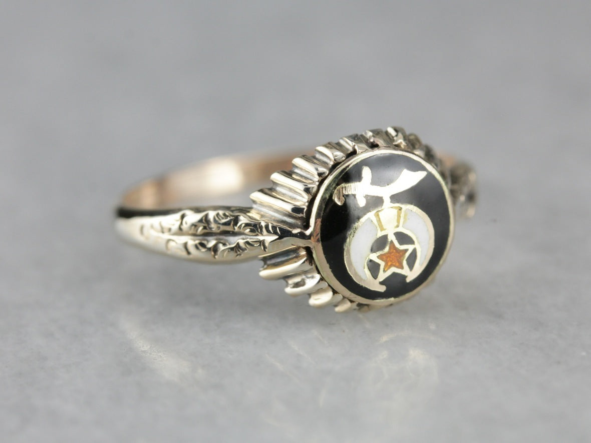 Upcycled Shriners Enameled Ring