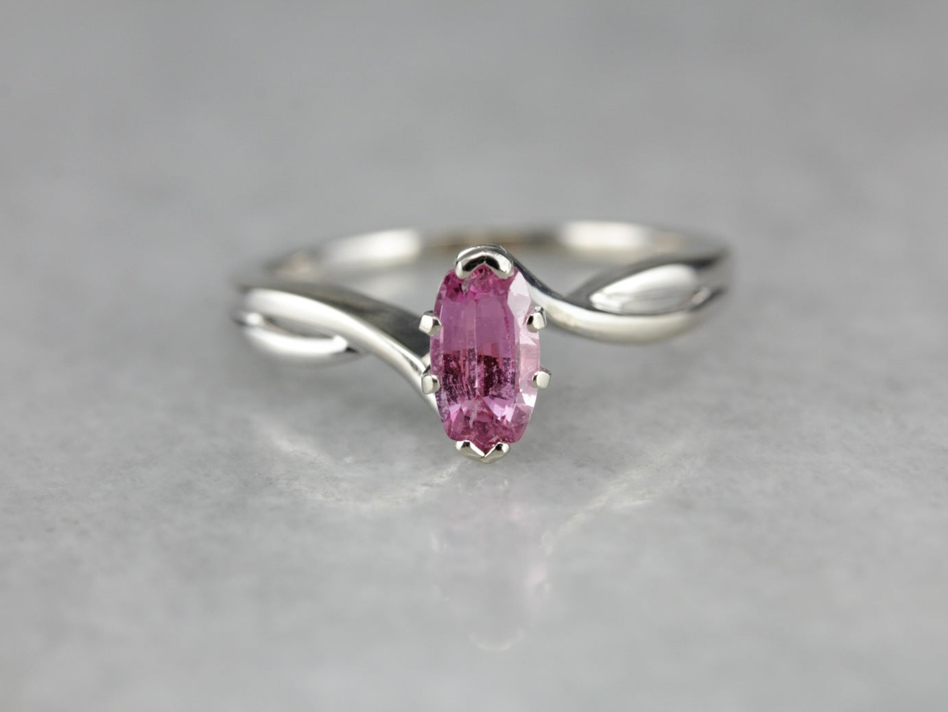 Modern Pink Sapphire Solitaire Ring