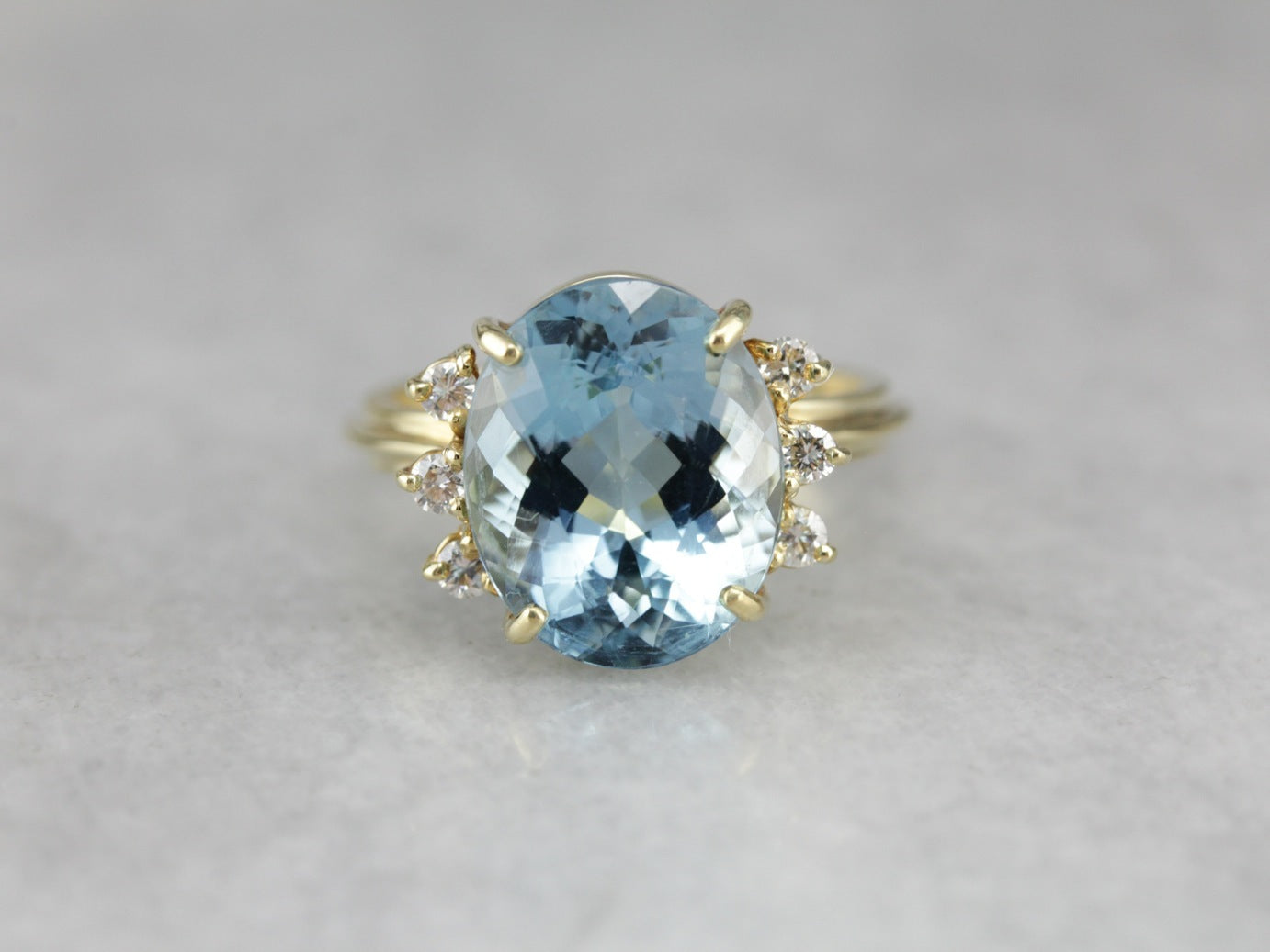 Blue Topaz Cocktail Ring with Diamond Accents