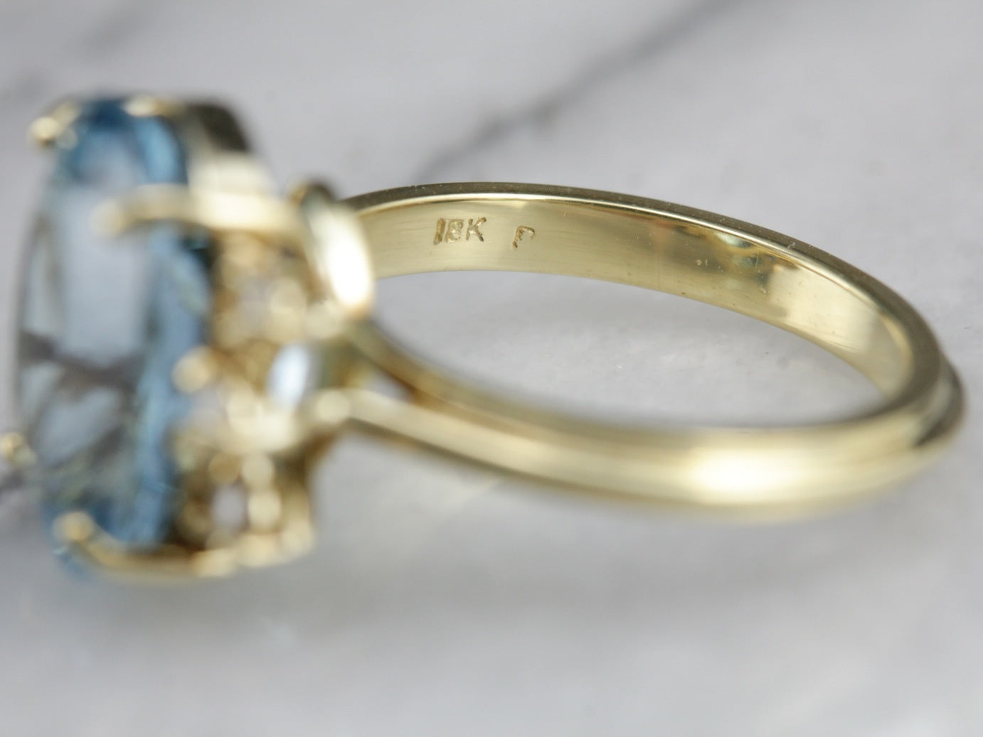 Blue Topaz Cocktail Ring with Diamond Accents