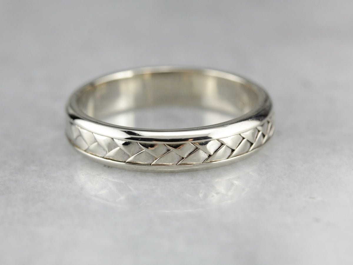 White Gold Woven Wedding Band