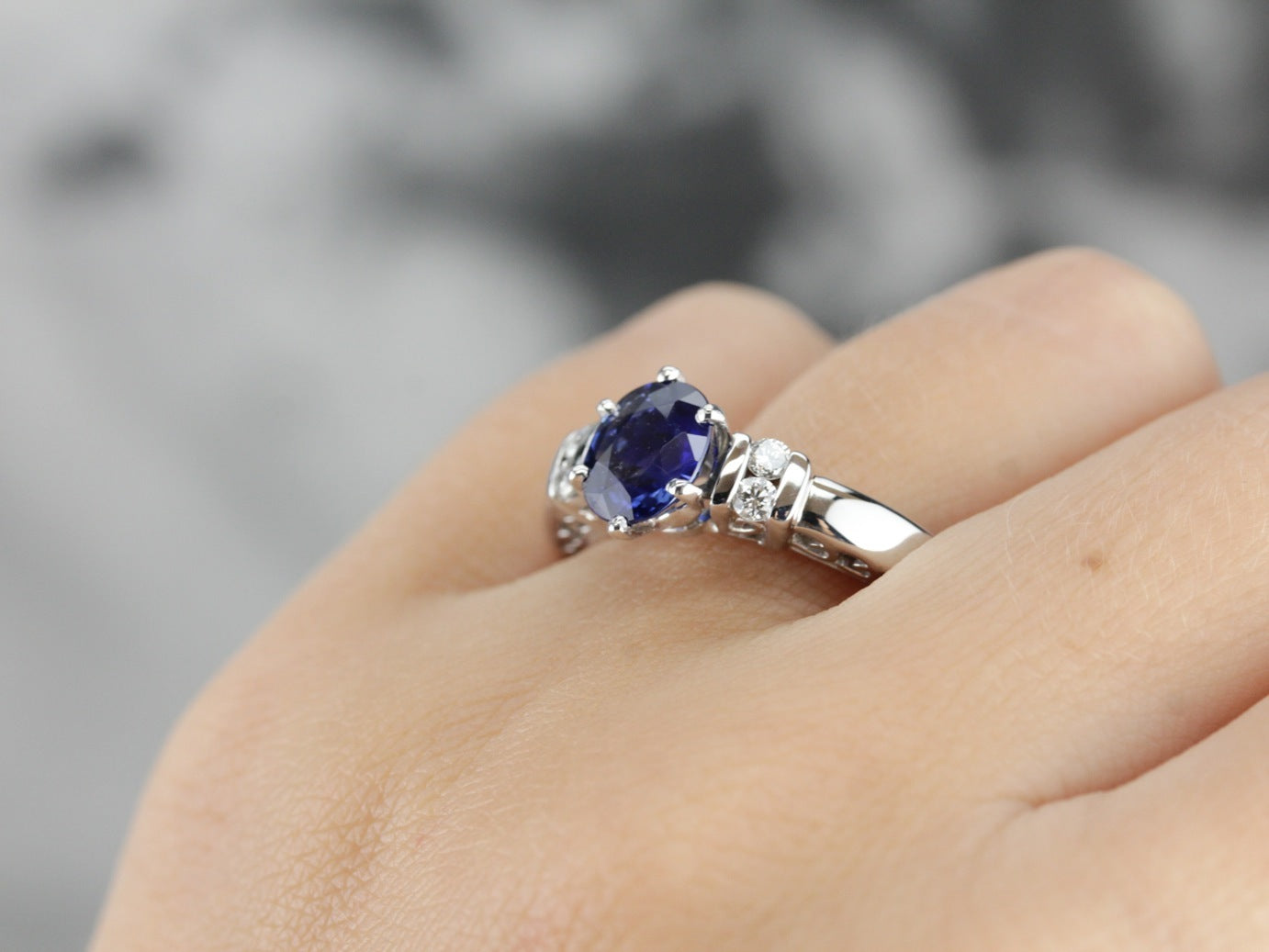 Sapphire and Diamond Engagement Ring