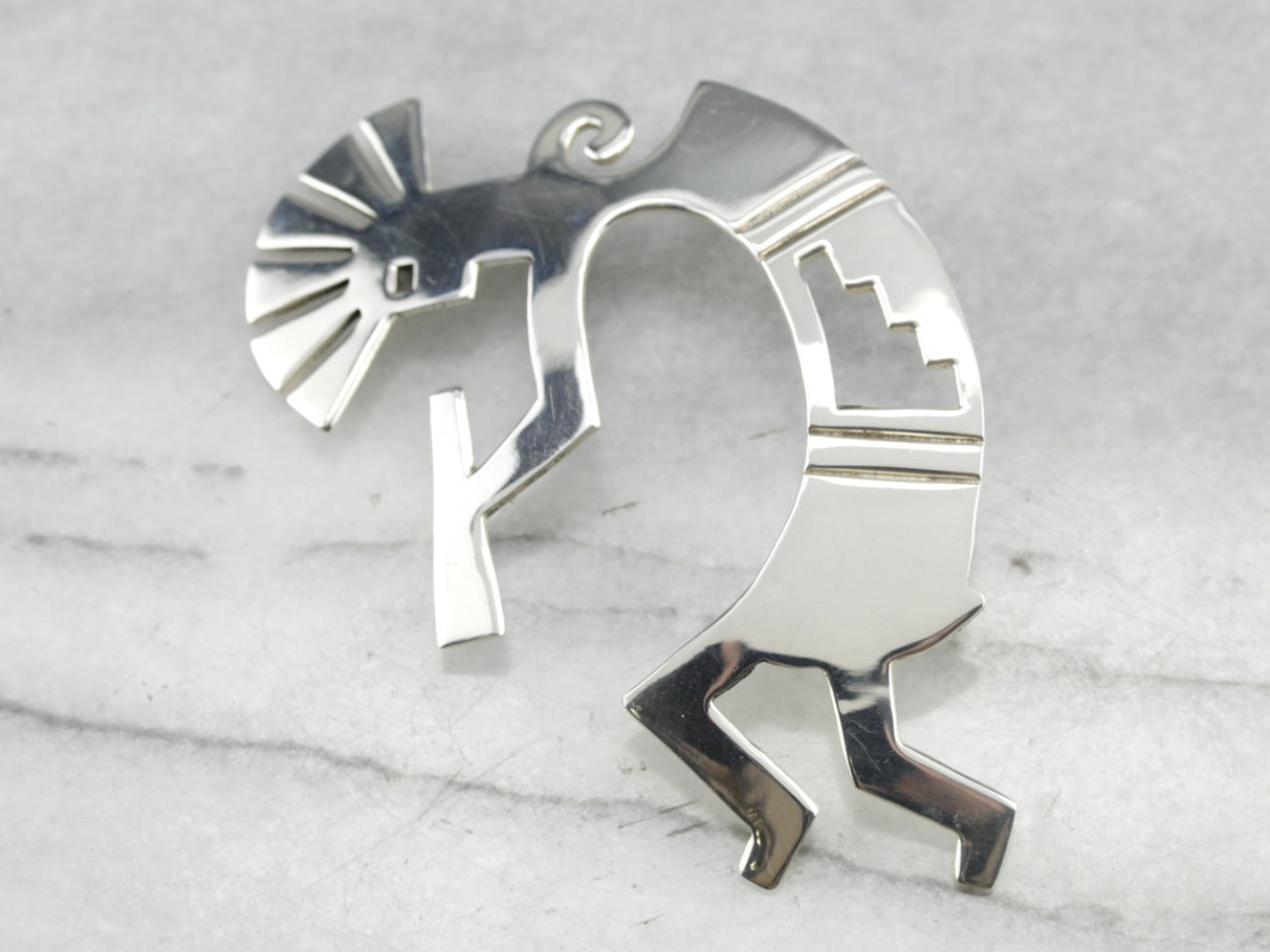 Kokopelli Sterling Silver Native American Pendant