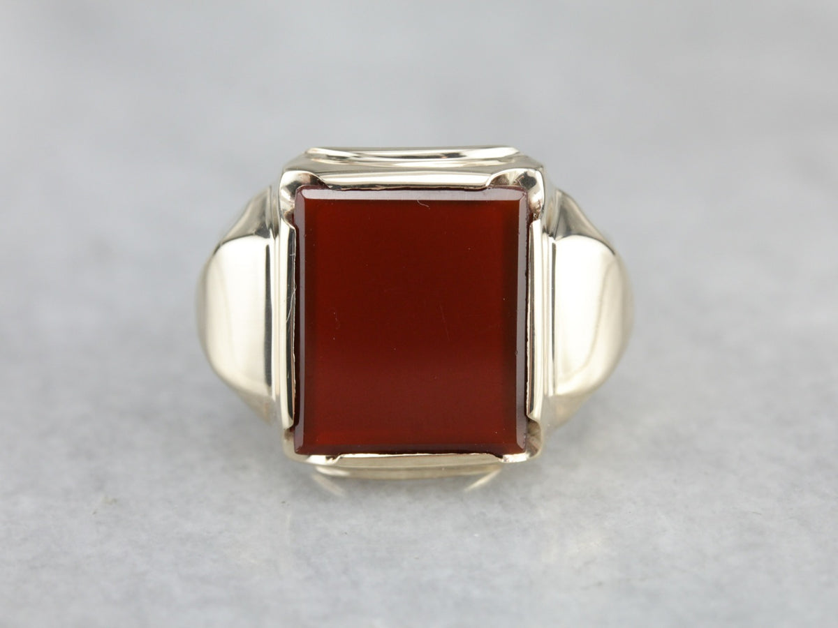 Retro Era Carnelian Men&#39;s Ring