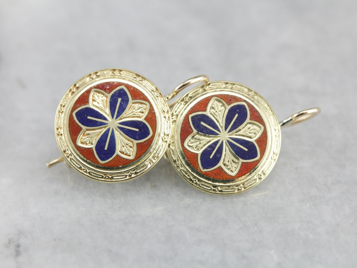 Antique Enamel Drop Earrings