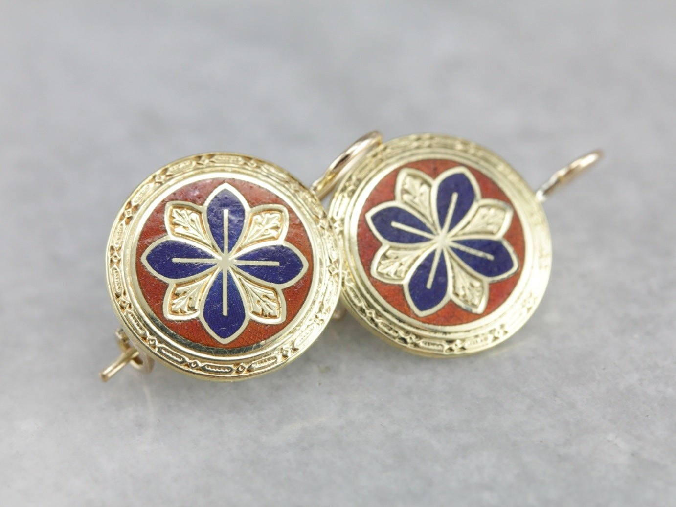 Antique Enamel Drop Earrings