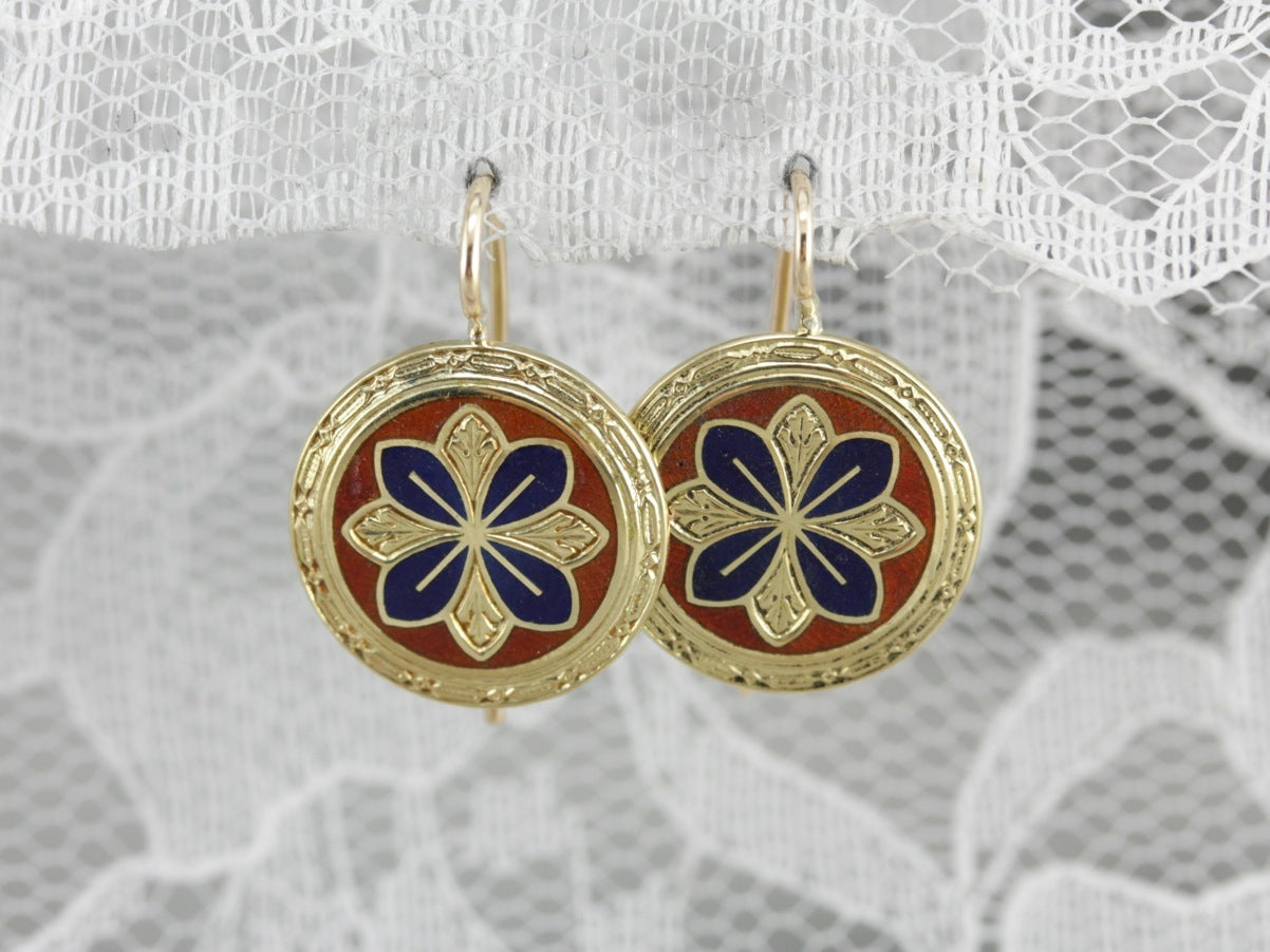 Antique Enamel Drop Earrings