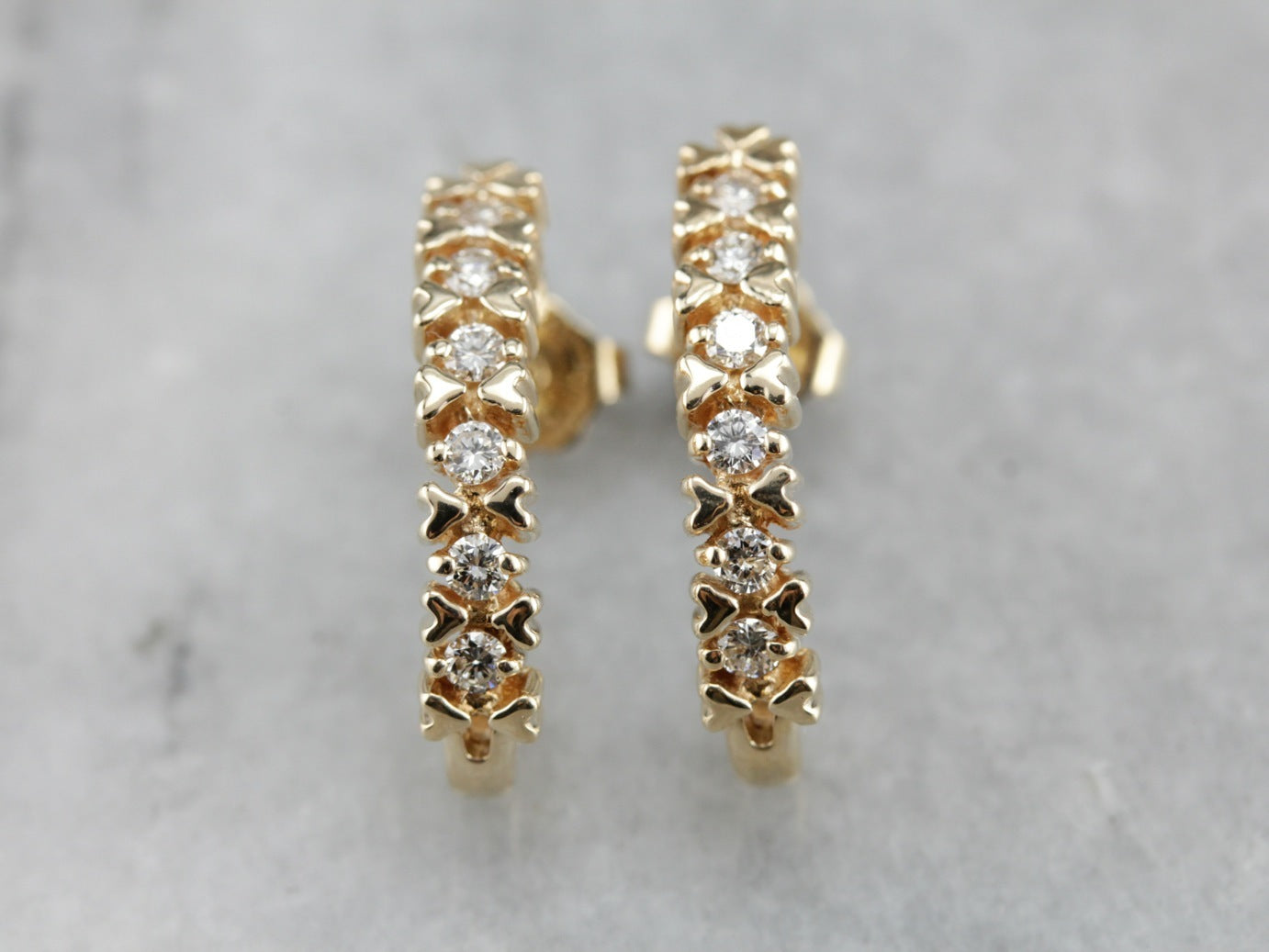 Diamond Drop Earrings in Yellow Gold