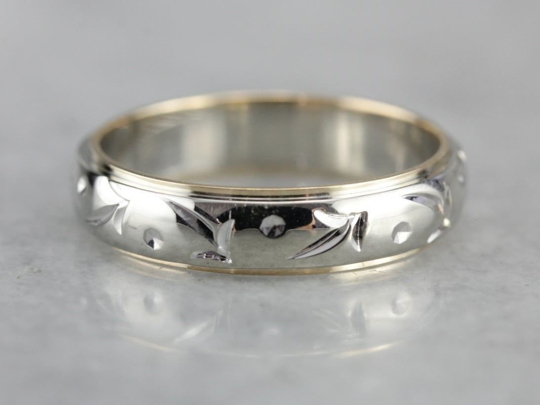 Yellow and White Gold Pattern Band