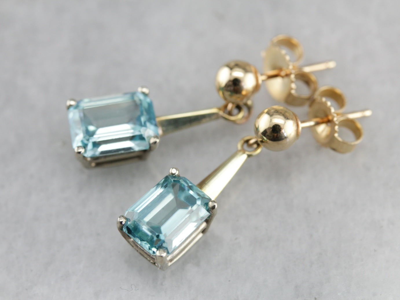 Blue Zircon Drop Earrings