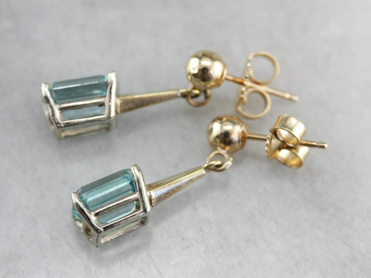 Blue Zircon Drop Earrings