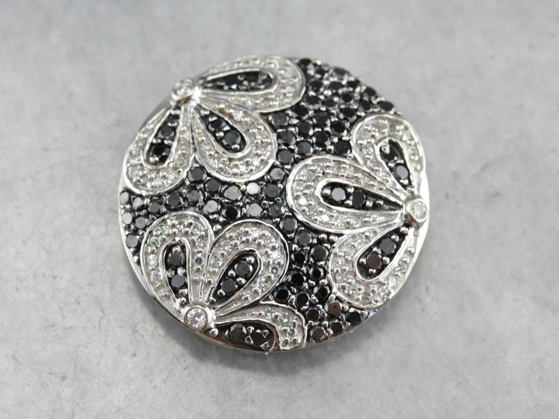 Floral Black Diamond Slide Pendant