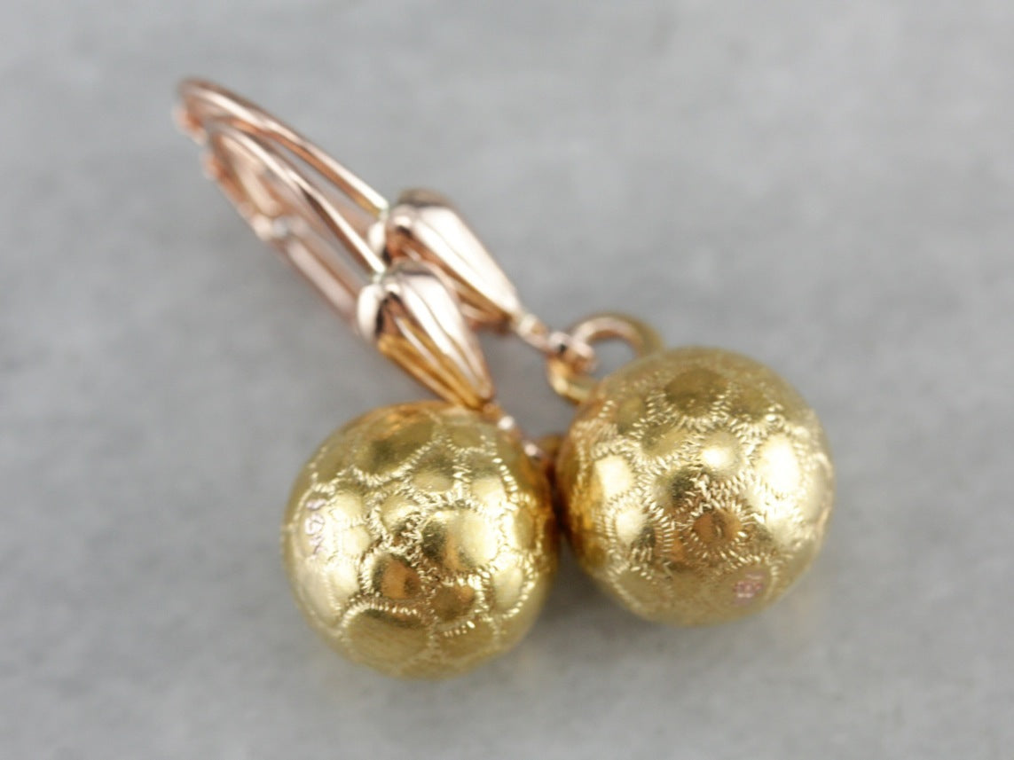 Textured Gold Drop Earrings