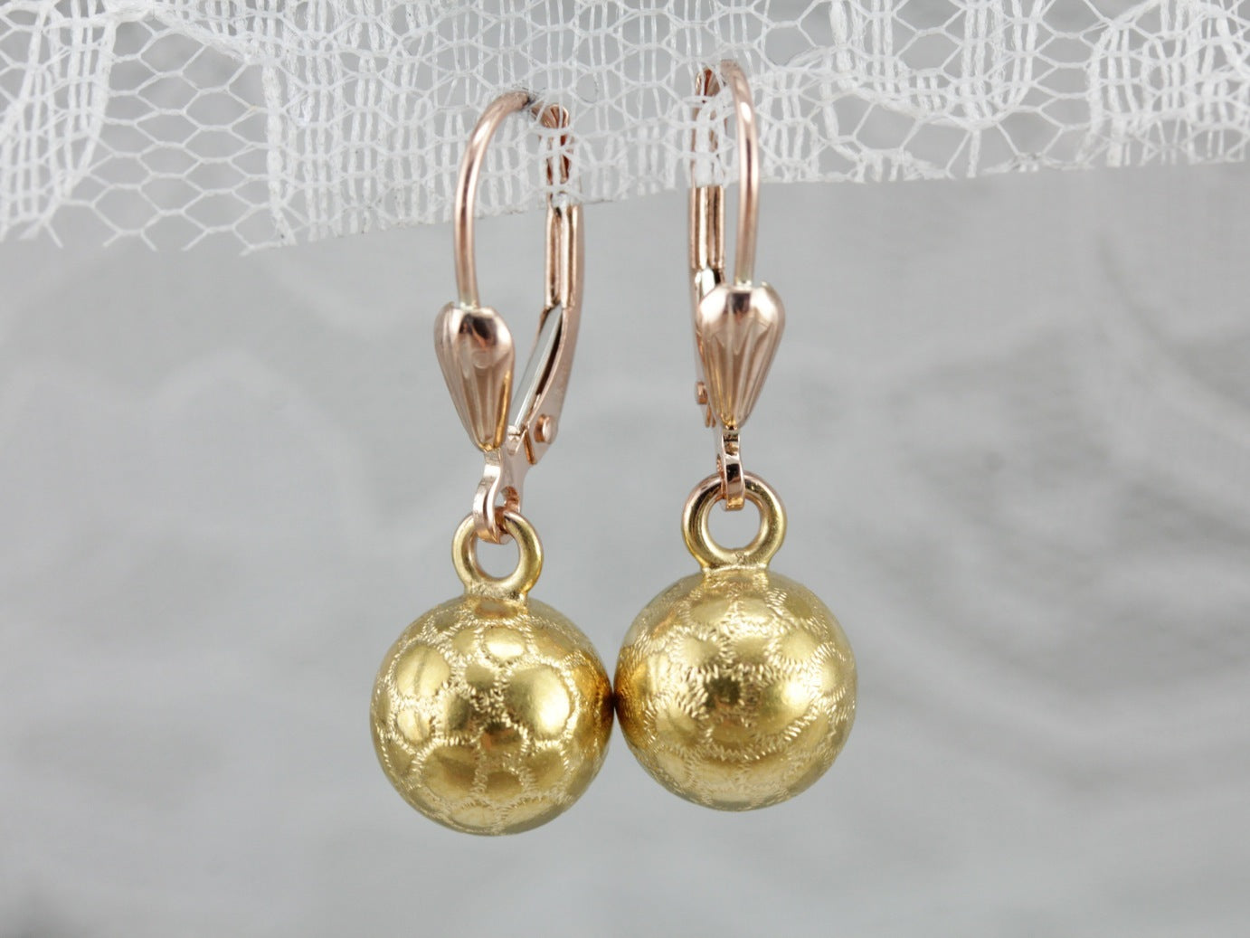 Textured Gold Drop Earrings