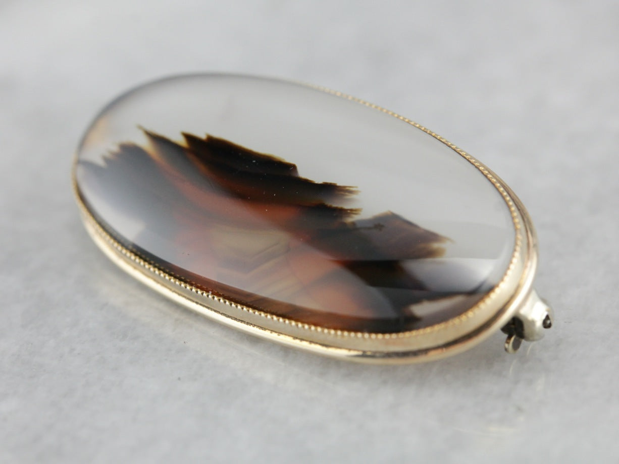 Montana Agate Gold Brooch