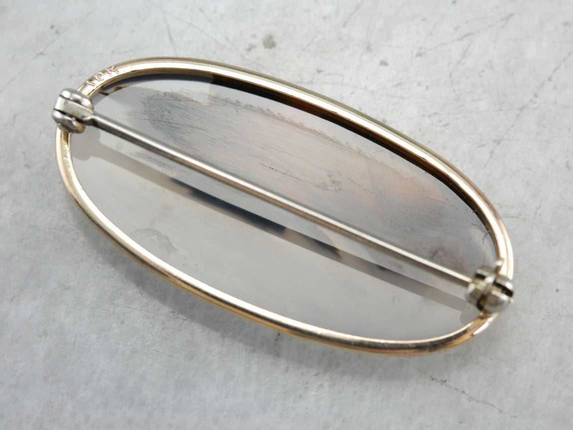 Montana Agate Gold Brooch