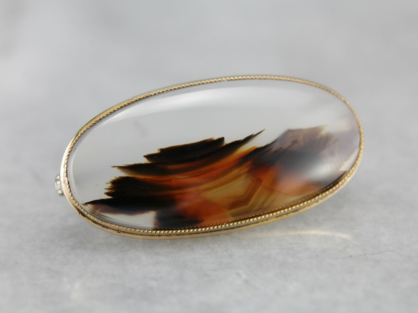 Montana Agate Gold Brooch