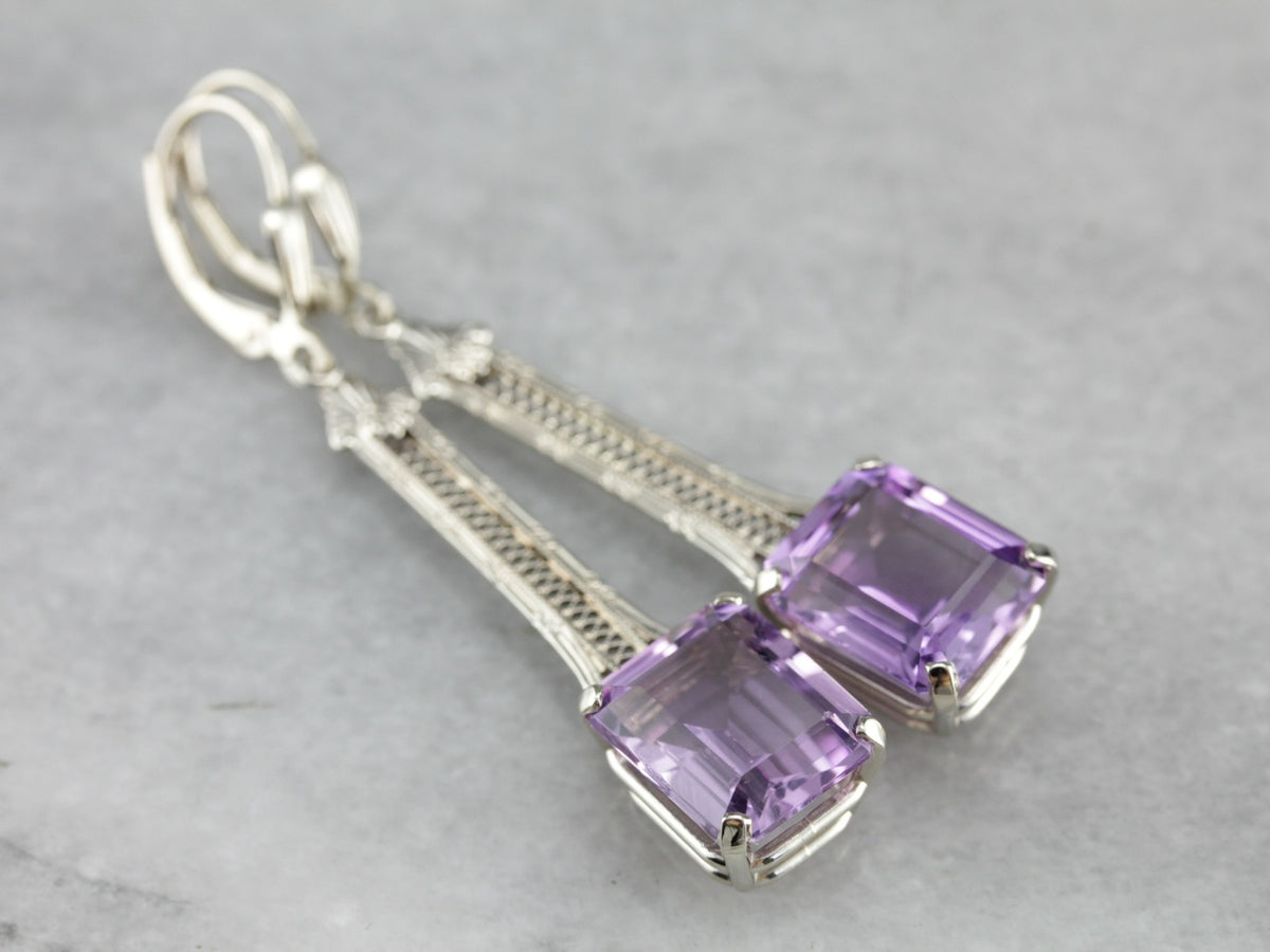 Filigree Amethyst Drop Earrings