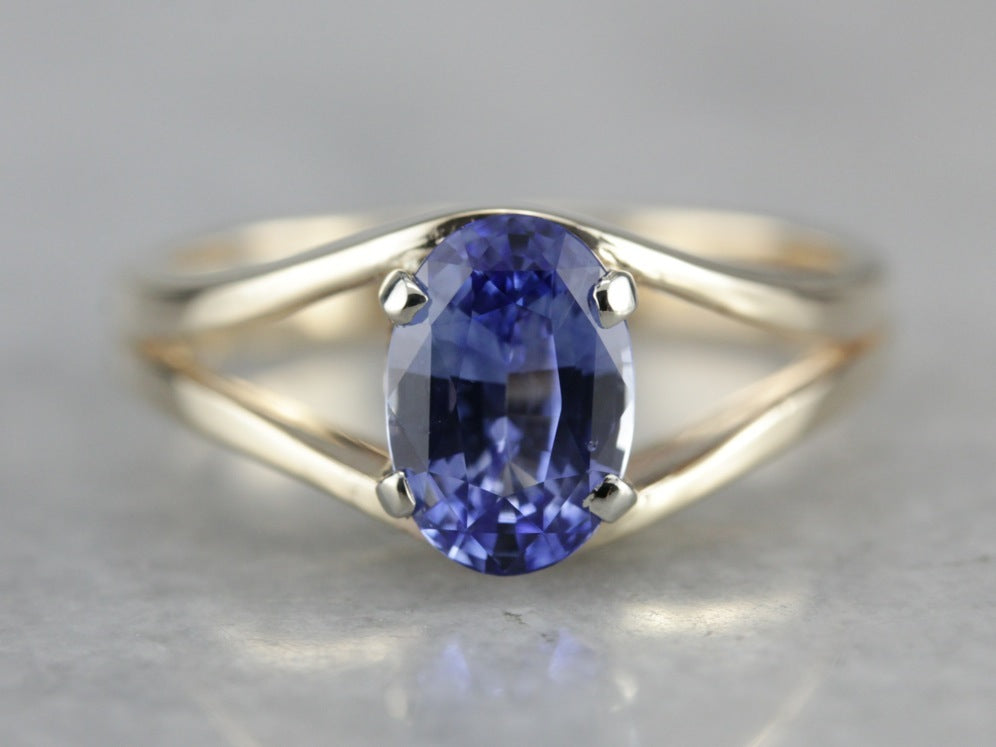 Sapphire Solitaire Ring in Yellow Gold