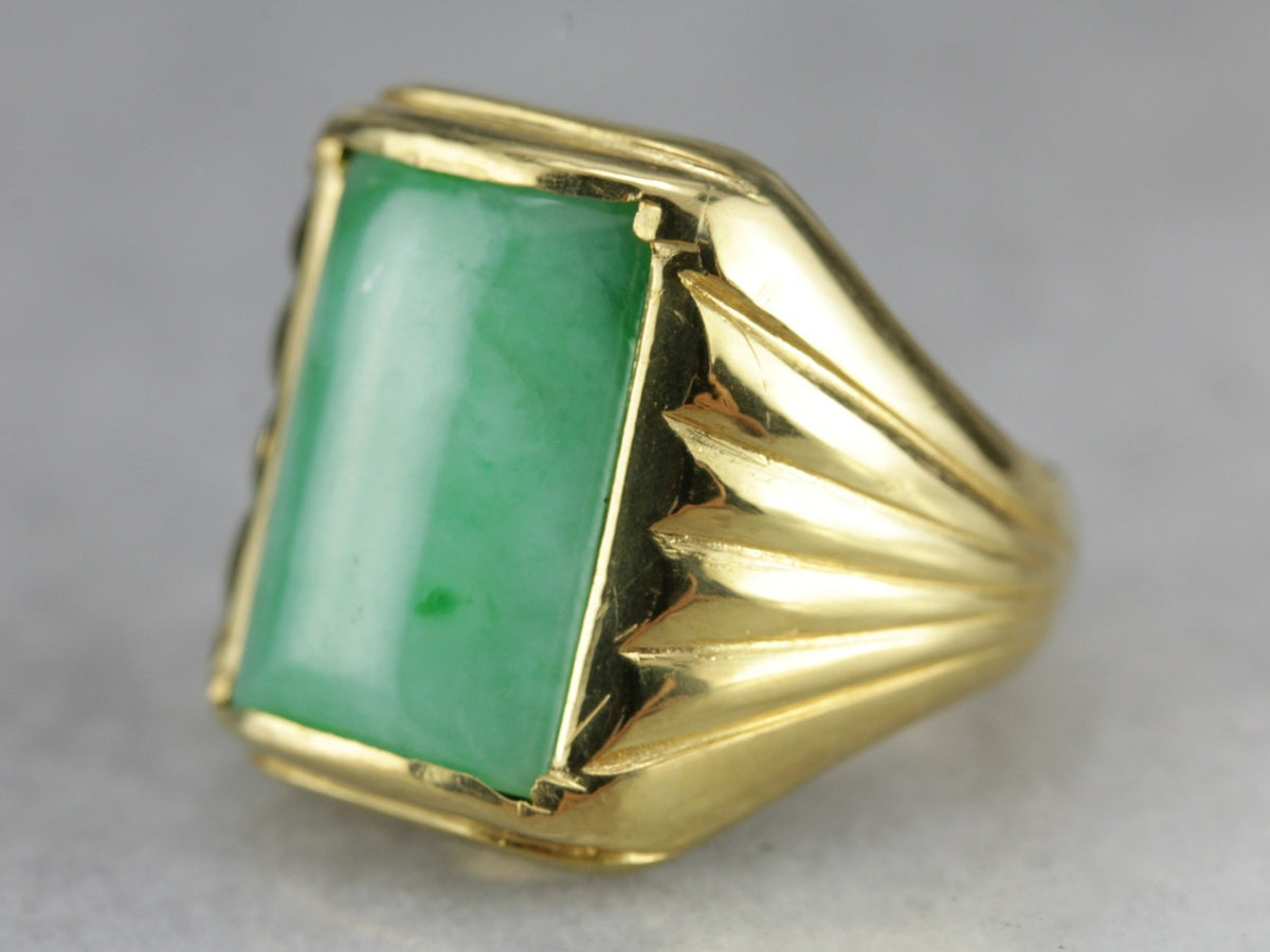 Men&#39;s Retro Era Jadeite Ring