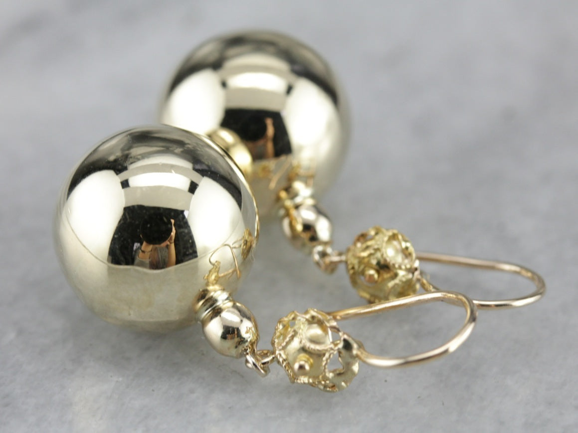 Yellow Gold Ball Drop Earrings