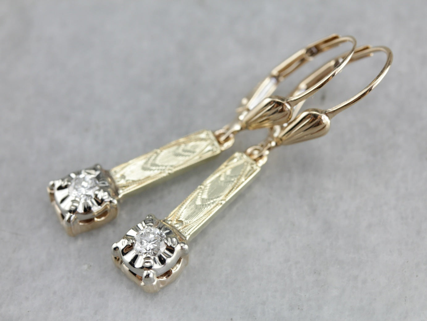 Mix Metal Diamond Drop Earrings