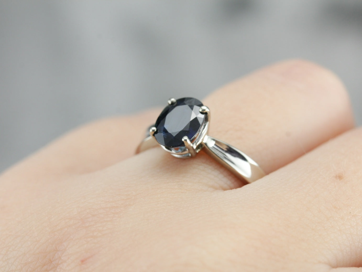 White Gold Sapphire Solitaire Ring