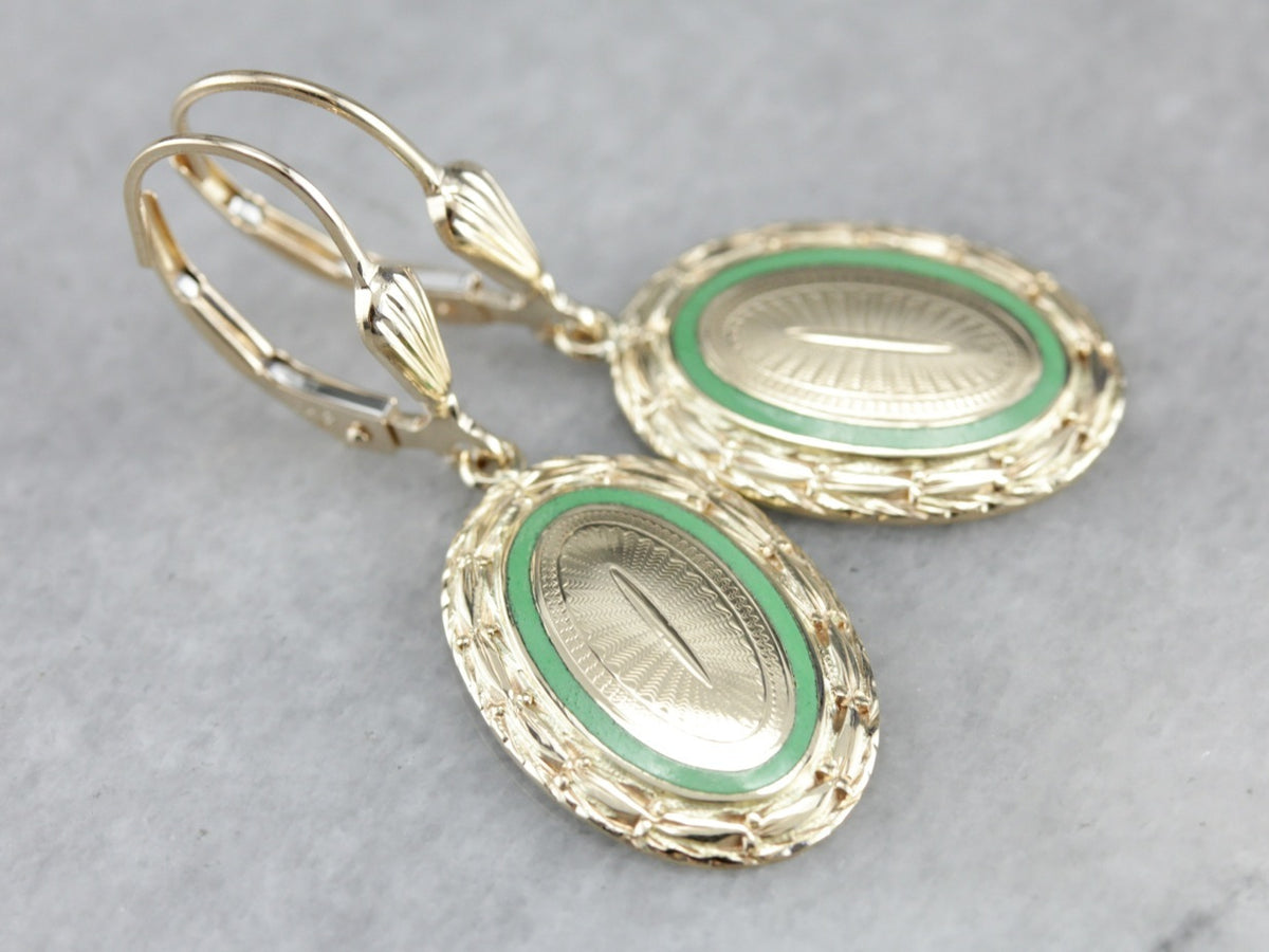 Antique Gold Enamel Earrings