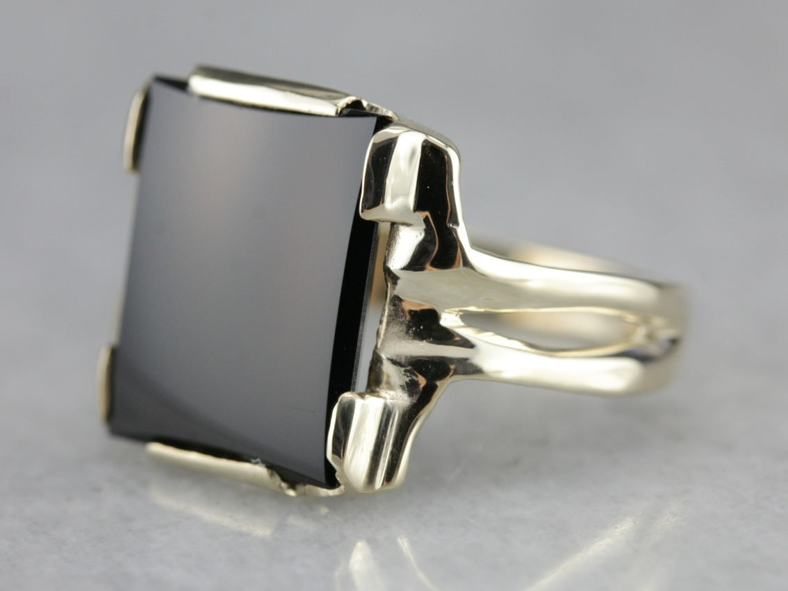 Unisex Retro Black Onyx Ring