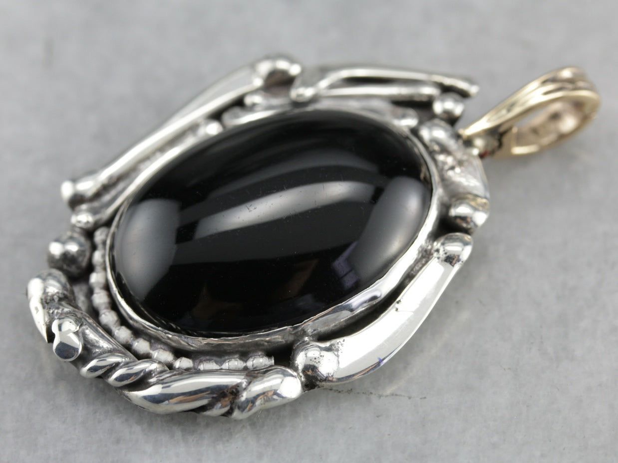 Mix Metal Black Onyx Pendant