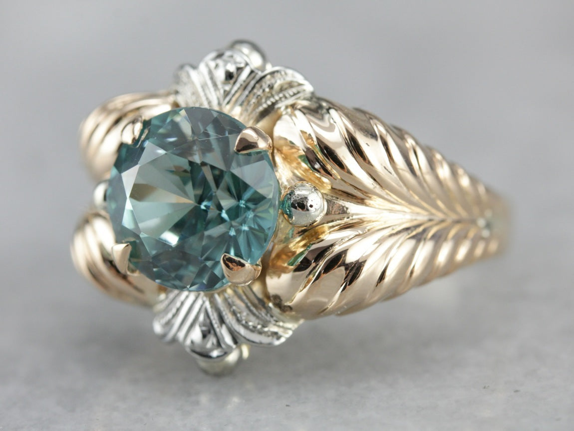 Retro Era Blue Zircon Statement Ring