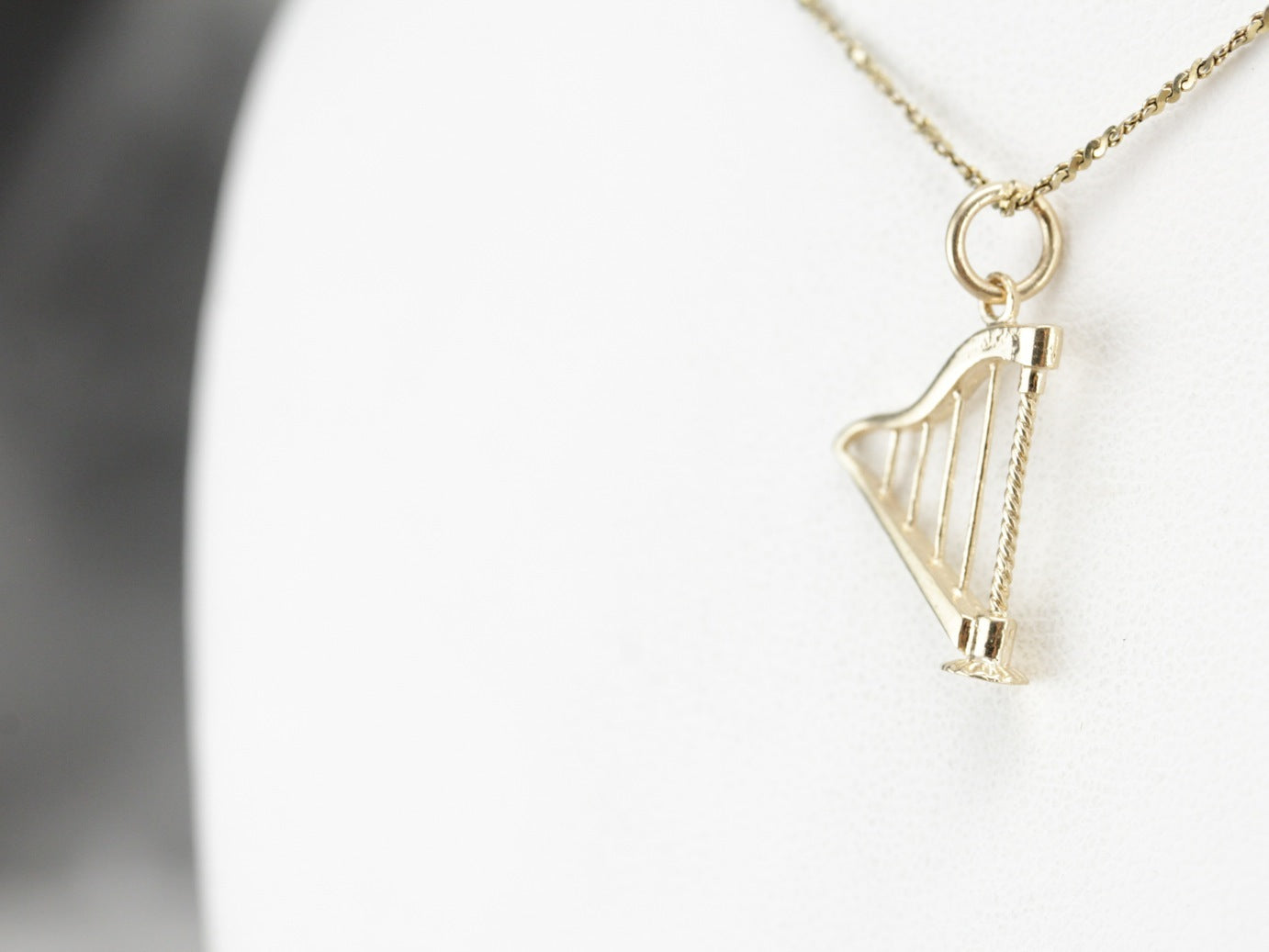 Solid 9ct Gold Harp Charm on sale Pendant