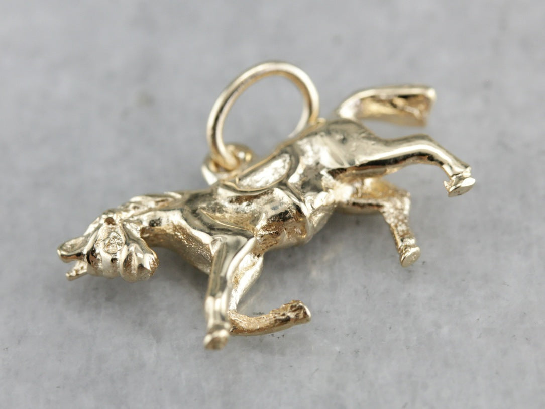 Vintage Galloping Horse Gold Charm