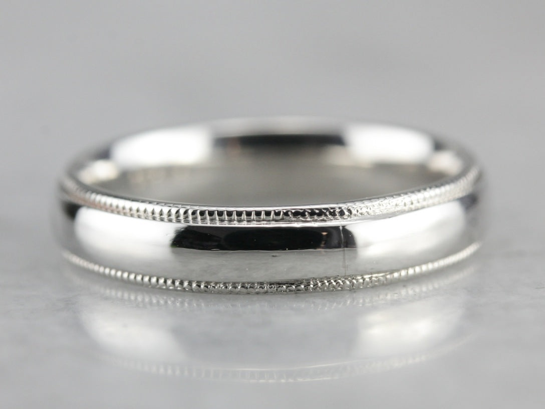 Milgrain Platinum Comfort Fit Wedding Band