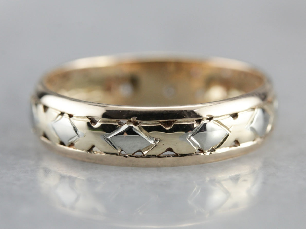 Vintage Two Tone Gold Patterned Band