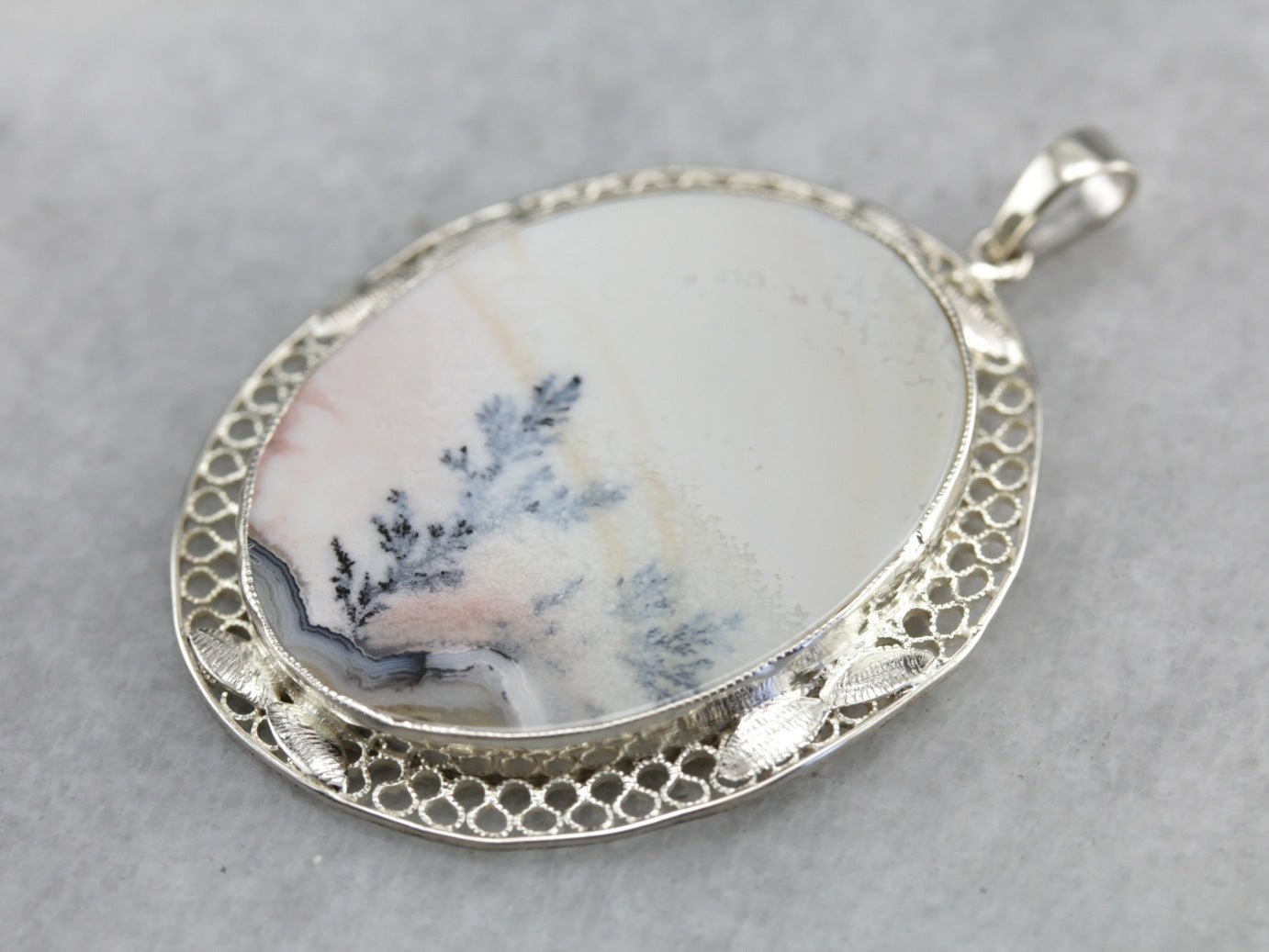 Dendritic Agate Filigree Pendant