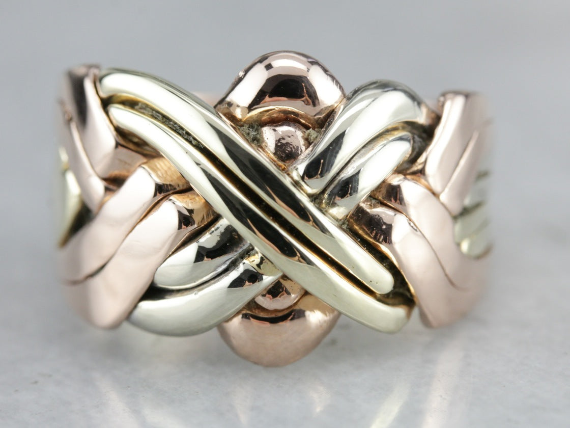 Tri Colored Gold Puzzle Ring