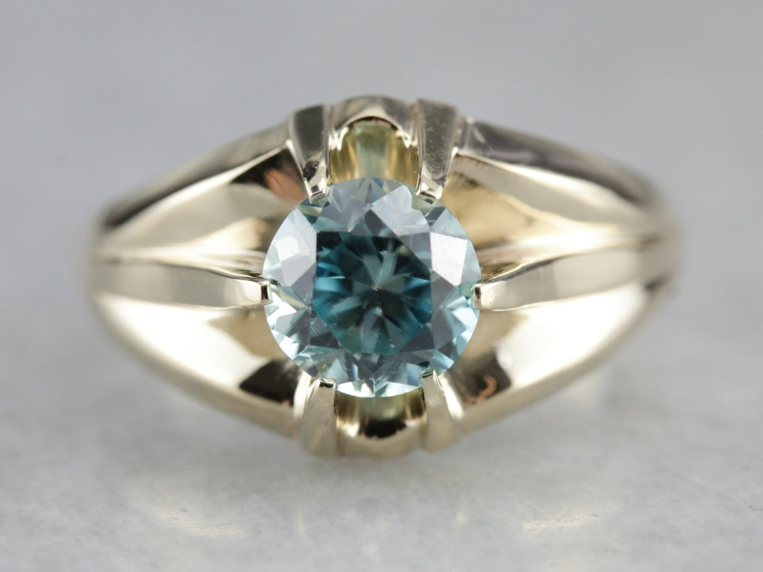 Men&#39;s Blue Zircon Solitaire Ring