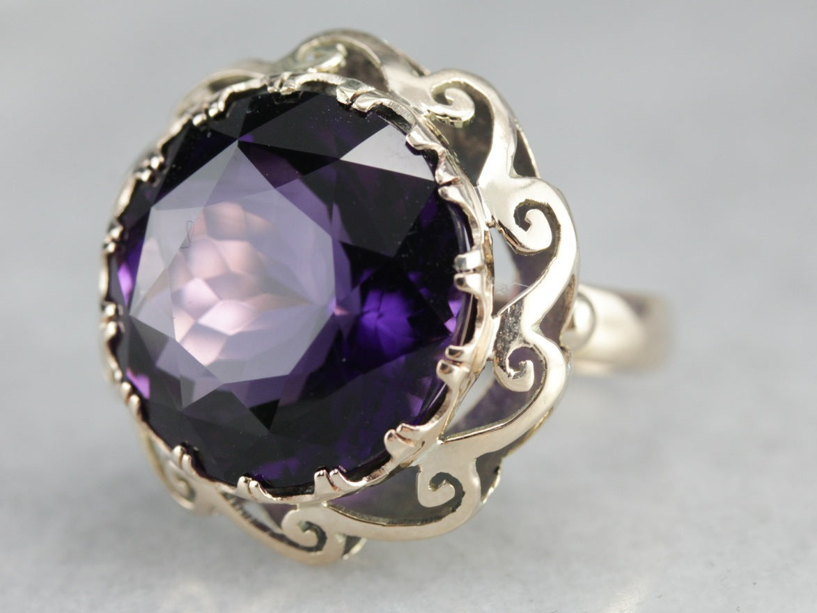 Vintage Silver store Amethyst Cocktail Ring