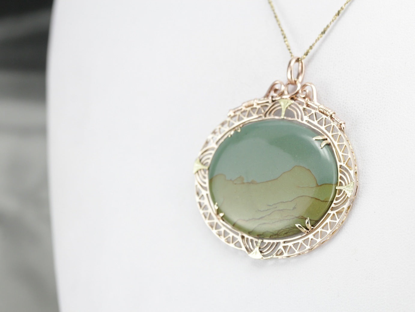 Picture Jasper Filigree Pendant