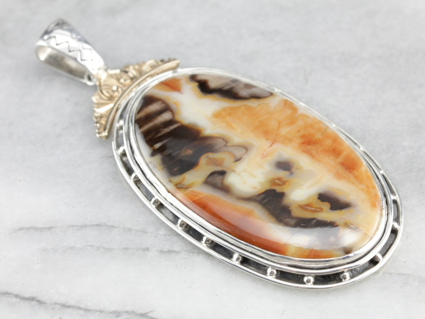 Mix Metal Jasper Statement Pendant