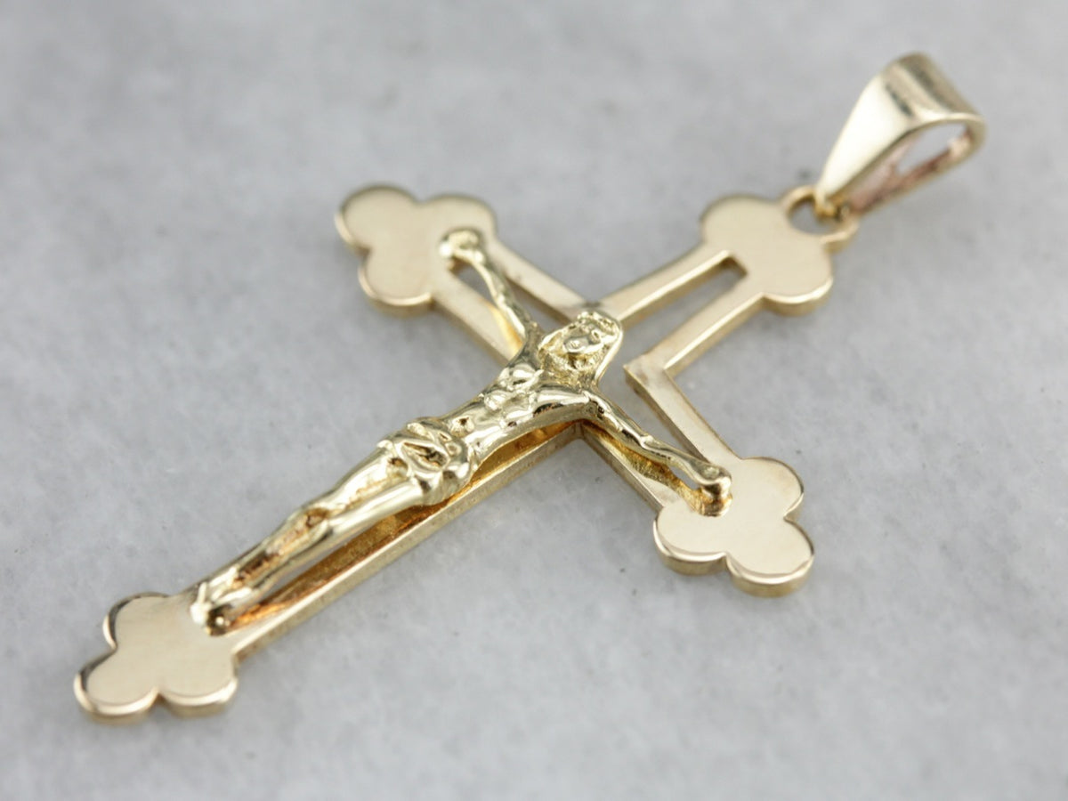 Yellow Gold Unisex Crucifix Pendant