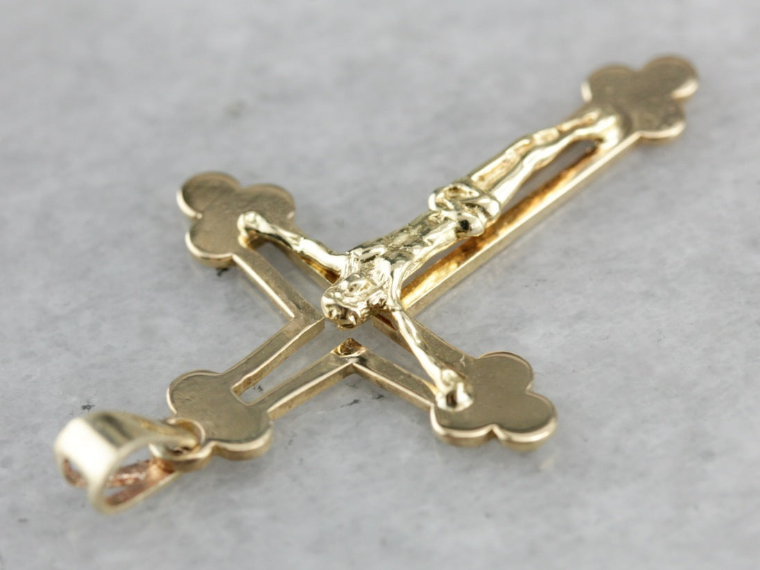 Yellow Gold Unisex Crucifix Pendant