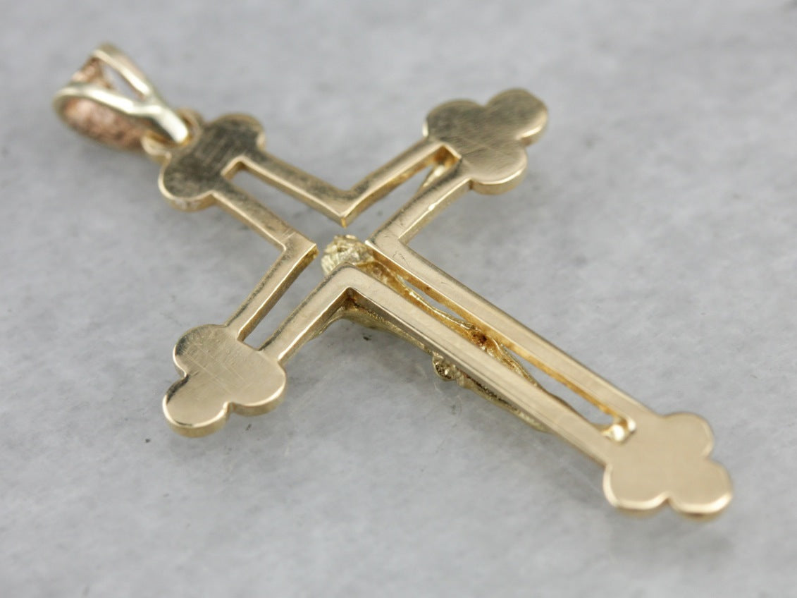 Yellow Gold Unisex Crucifix Pendant