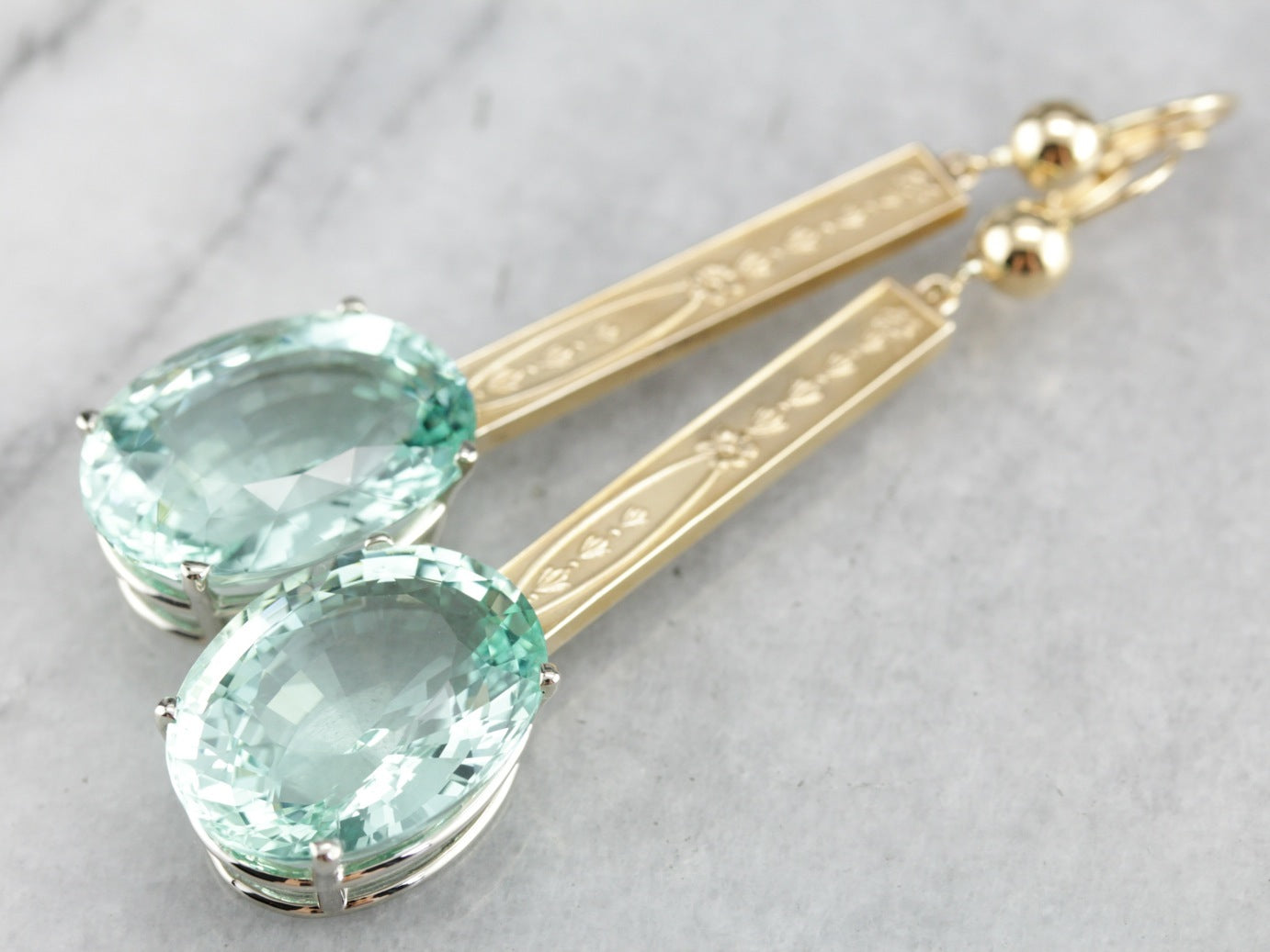 Green Aquamarine Drop Earrings